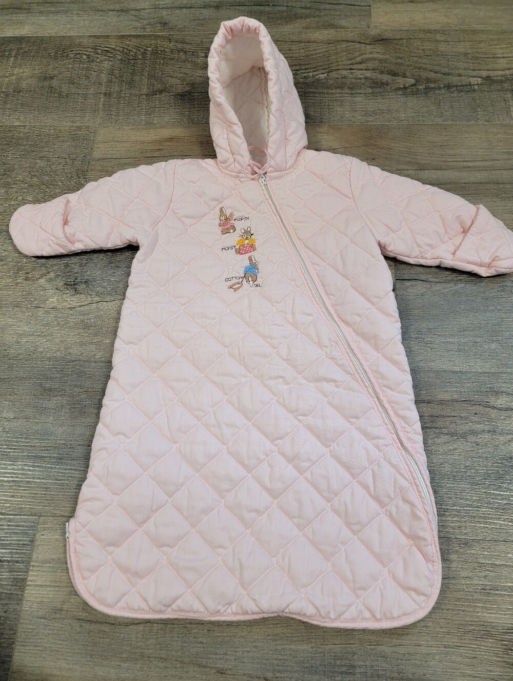 Vintage Beatrix Potter Quiltex Outerwear Newborn Size Snowsuit Pink Flopsy
